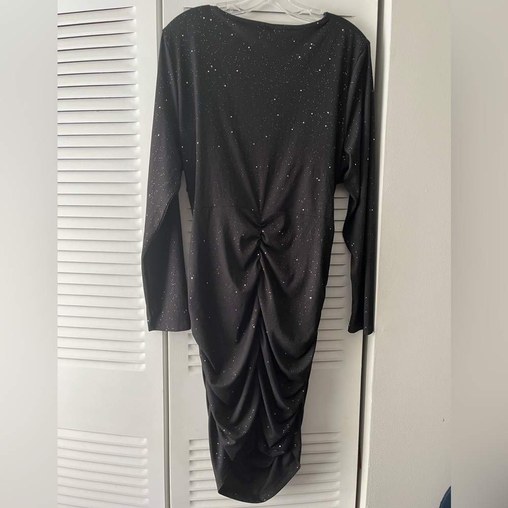 Elegant Shein Black Sparkle Ruched Dress, Size 3X